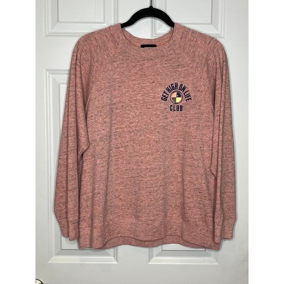 Monrow Get High on Life Heather Pink Sweatshirt Large - Picture 2 of 6
